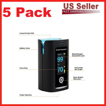 5x Oximeter Pulse Fingertip SpO2 Heart Rate Monitor for