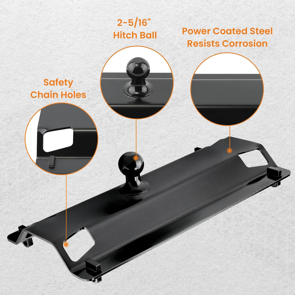 5th Wheel Rail Gooseneck Trailer Hitch Kit for 25000lb Capacity (Black)