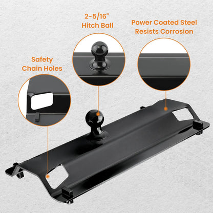 5th Wheel Rail Gooseneck Trailer Hitch Kit for 25000lb Capacity (Black)