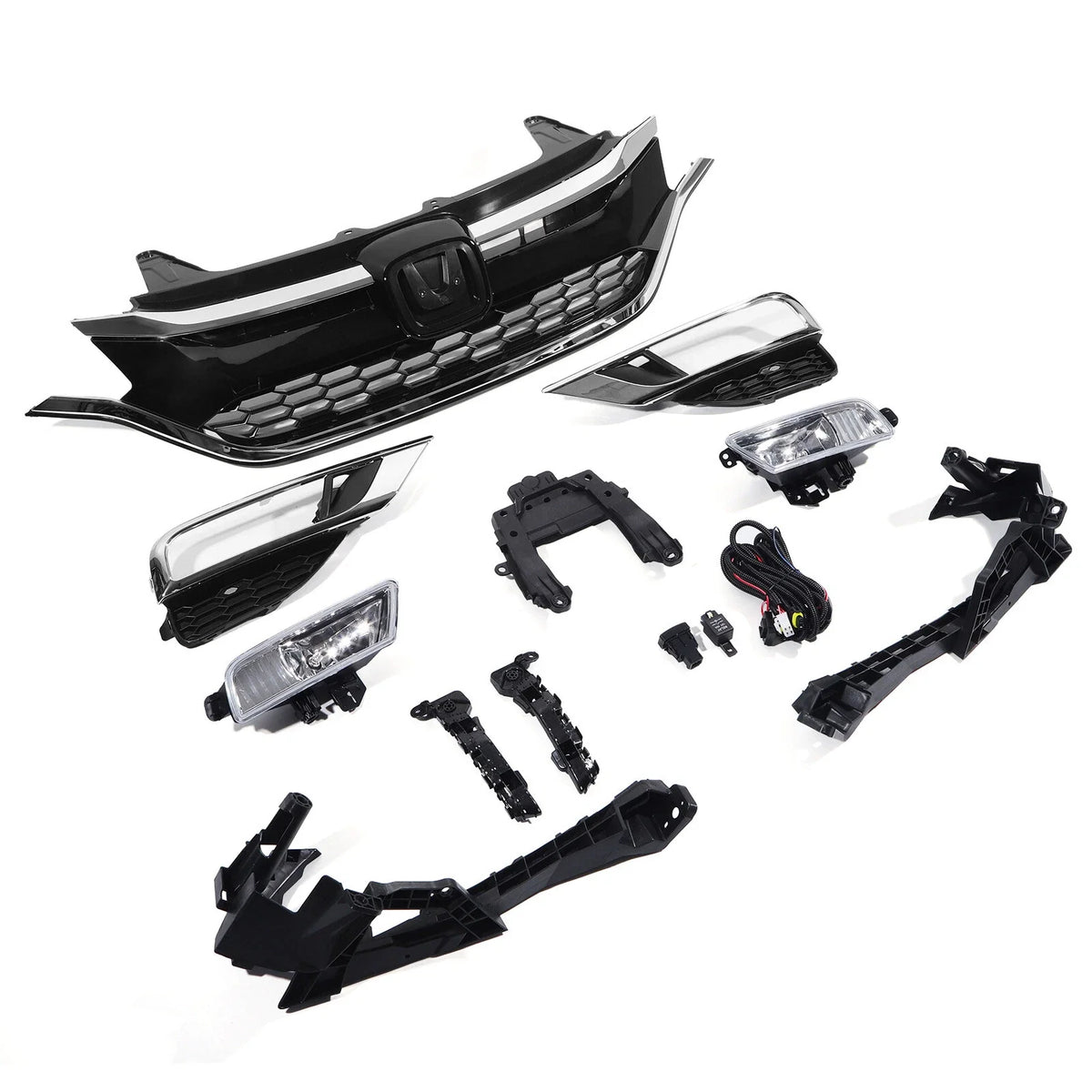Set of 11 Front Grille Fog Light Bezels Bracket Kit for Honda CR-V (2015–2016)