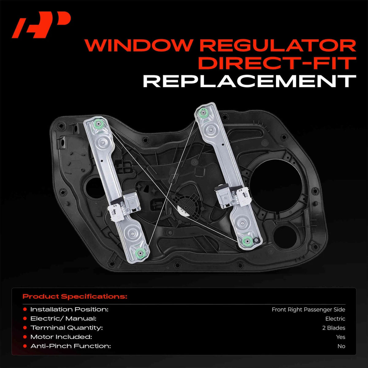 Front Right Power Window Regulator w/ Motor for Hyundai Elantra (2011–2016) 82481-3Y010, 824813Y010