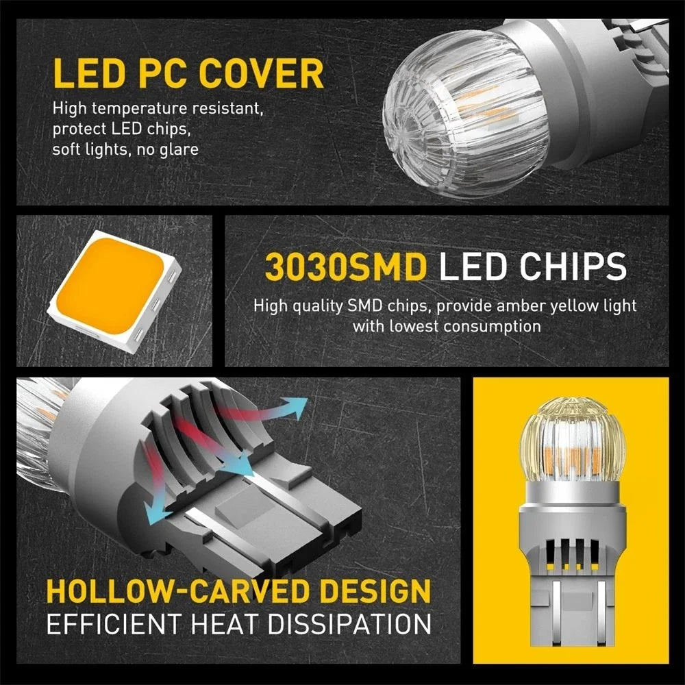 2X Amber LED Turn Signal Light Bulb for AUXITO 7440 7443 580 W21W
