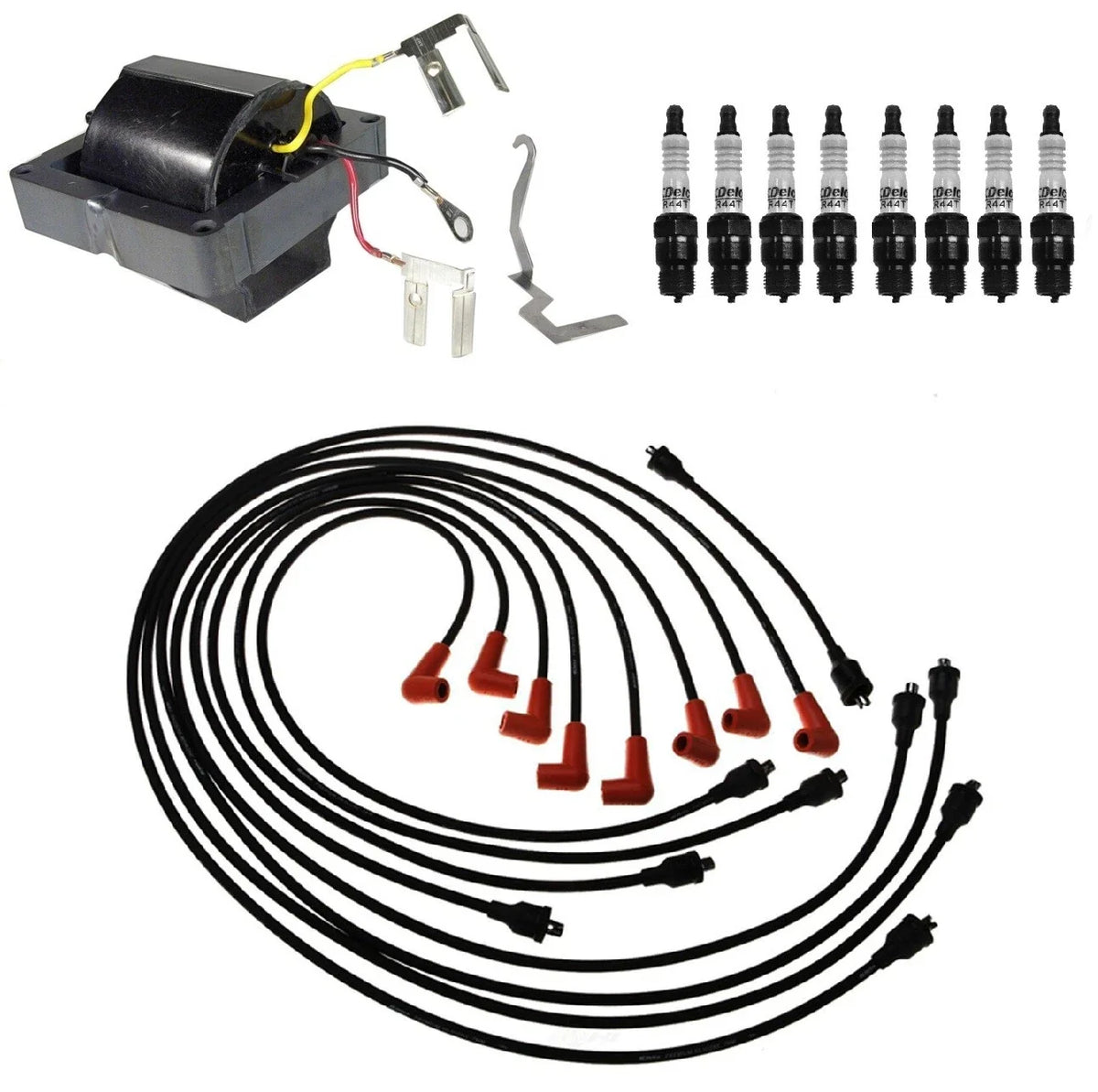 Ignition Wires & 8 Spark Plugs Kit for GMC C15 C25, Chevy K5 Blazer (1975–1986)