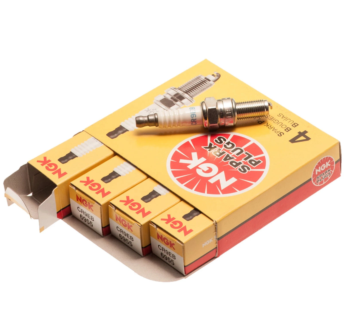 4 Pack NGK Spark Plug Set CR9EB 6955 for Yamaha PWC FX/VX (2002–2012)