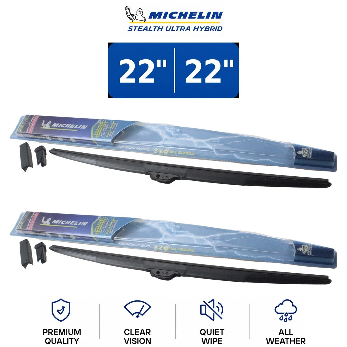 Set of 2 Wiper Blades for Audi 100 (1992–1994) - Michelin Stealth Ultra Hybrid