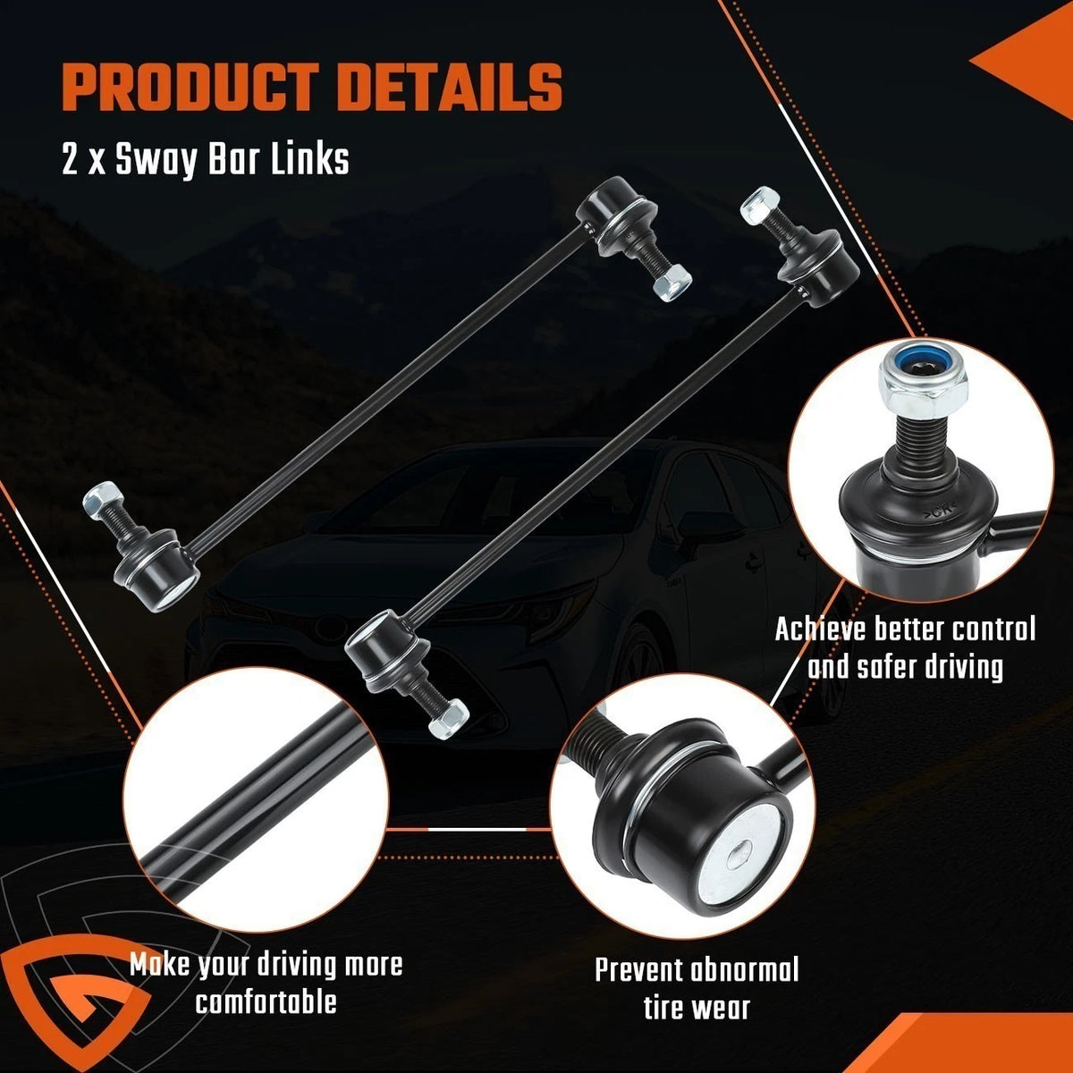 Set of 2 Front Sway Bar End Links for Pontiac Vibe Scion tC (2003–2009) K90433 K80230