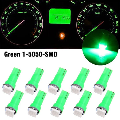 10X T5 Green 1-SMD 5050 LED Wedge Bulb for Dashboard Gauge (58, 70, 73, 74)