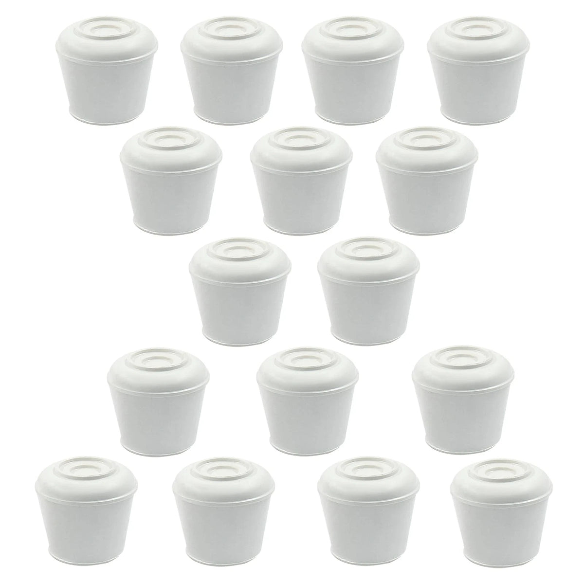 Set of 16 Chair Leg Caps 3/4 Inch Rubber End - White