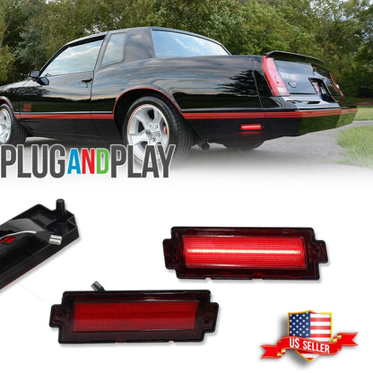 Set of 2 Red LED Rear Bumper Side Marker Lights for Chevy Monte Carlo SS (1981–1988)