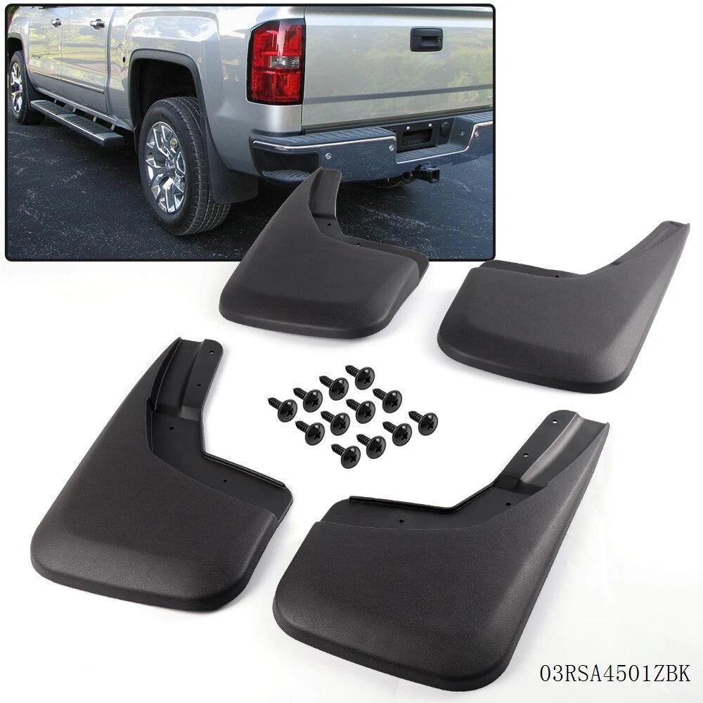 Set of 4 Mud Flaps Splash Guards for Chevrolet Silverado (2014–2018) 03RSA4501ZBK