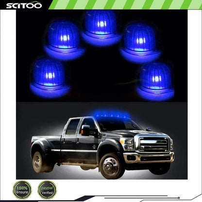 5PCS Smoke Roof Cab Marker Running Light + T10 SMD Blue Lamp for Chevrolet