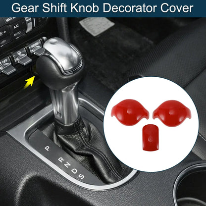 Gear Shift Knob Decorator Cover for Ford Mustang (2015–2023) Red