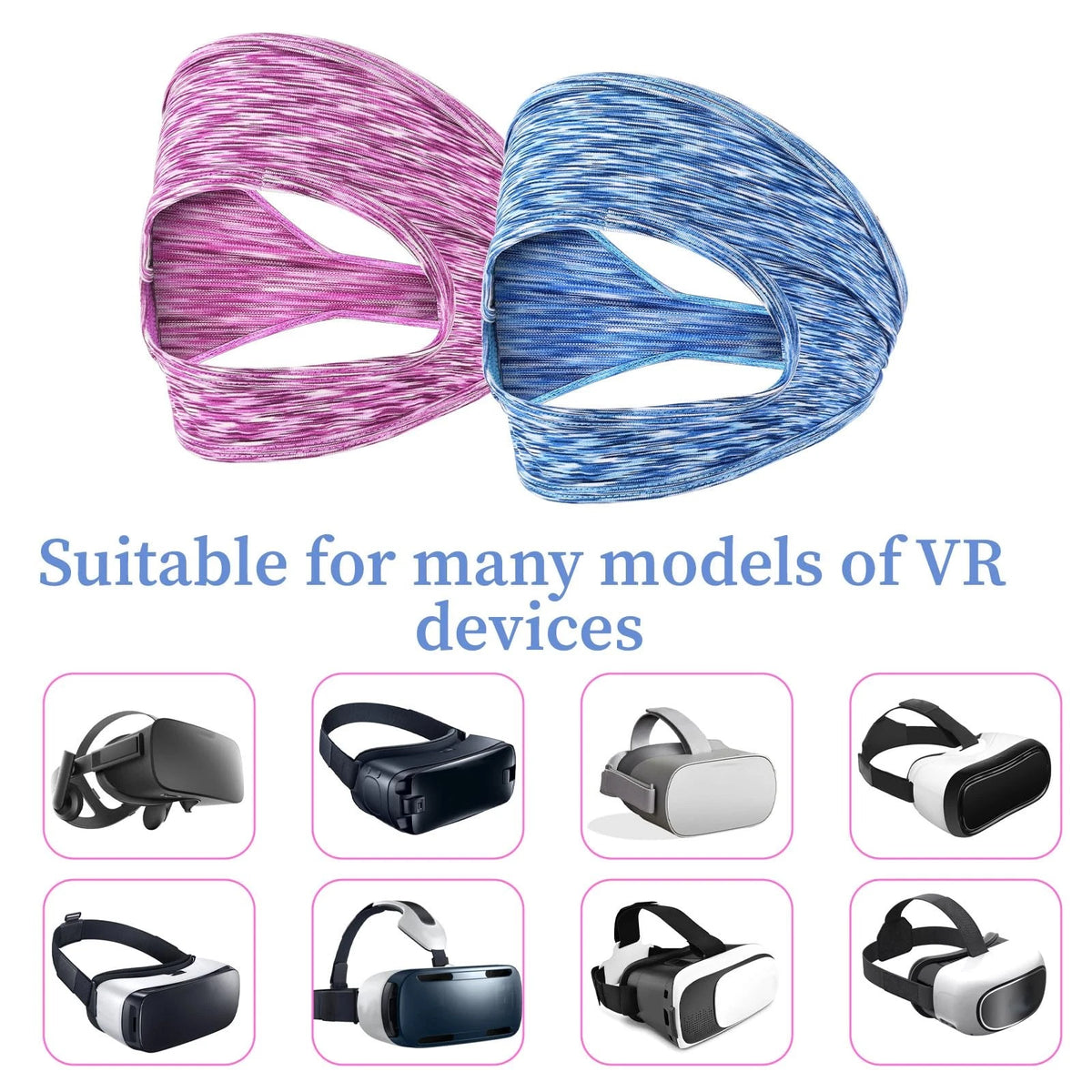 2 Pack VR Eye Mask for Adjustable Breathable Use (Blue + Pink)