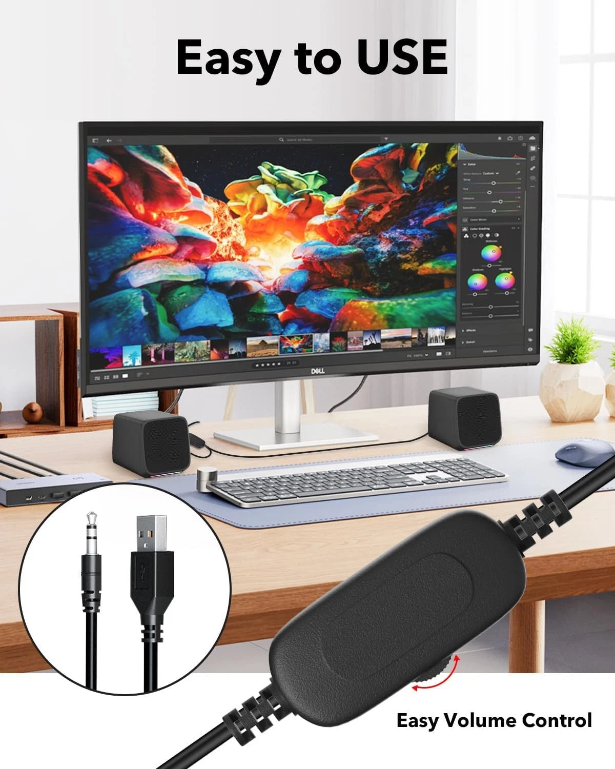 USB Powered Desktop Speakers for PC Laptop Tablet Phone (Compact)