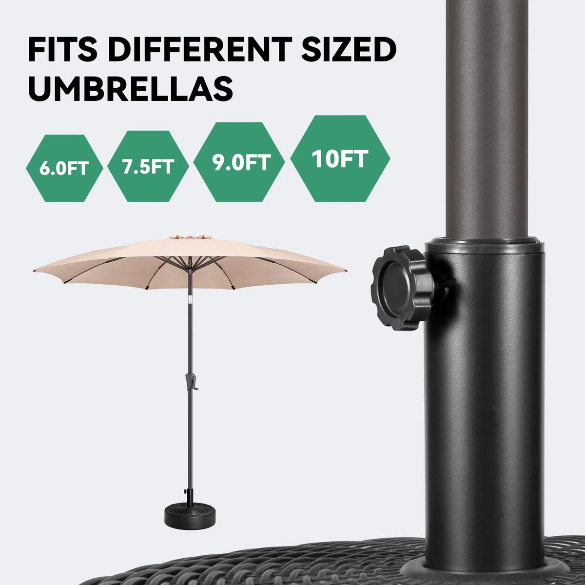 60 lb Fillable Umbrella Base for Outdoor Garden