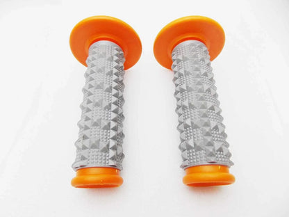 Orange Grey Diamond Top Handlebar Grip Set for Suzuki MX Enduro Trail