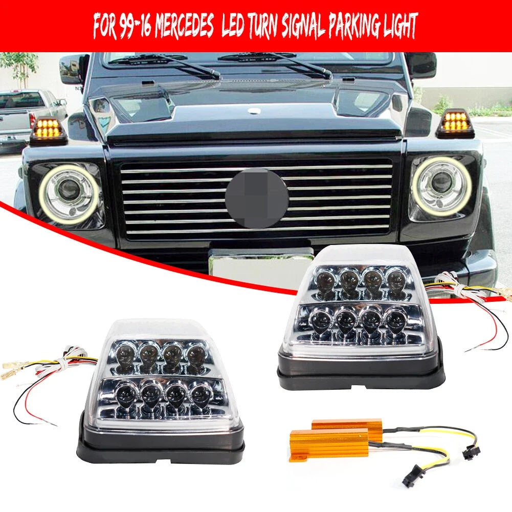 Clear LED Turn Signal Parking Lights for Mercedes W463 G55 G550 G500 G63 (1990–2018)