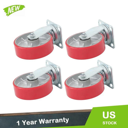 Set of 4 Swivel Caster Wheels 6" × 2" Polyurethane 4800Lbs Capacity