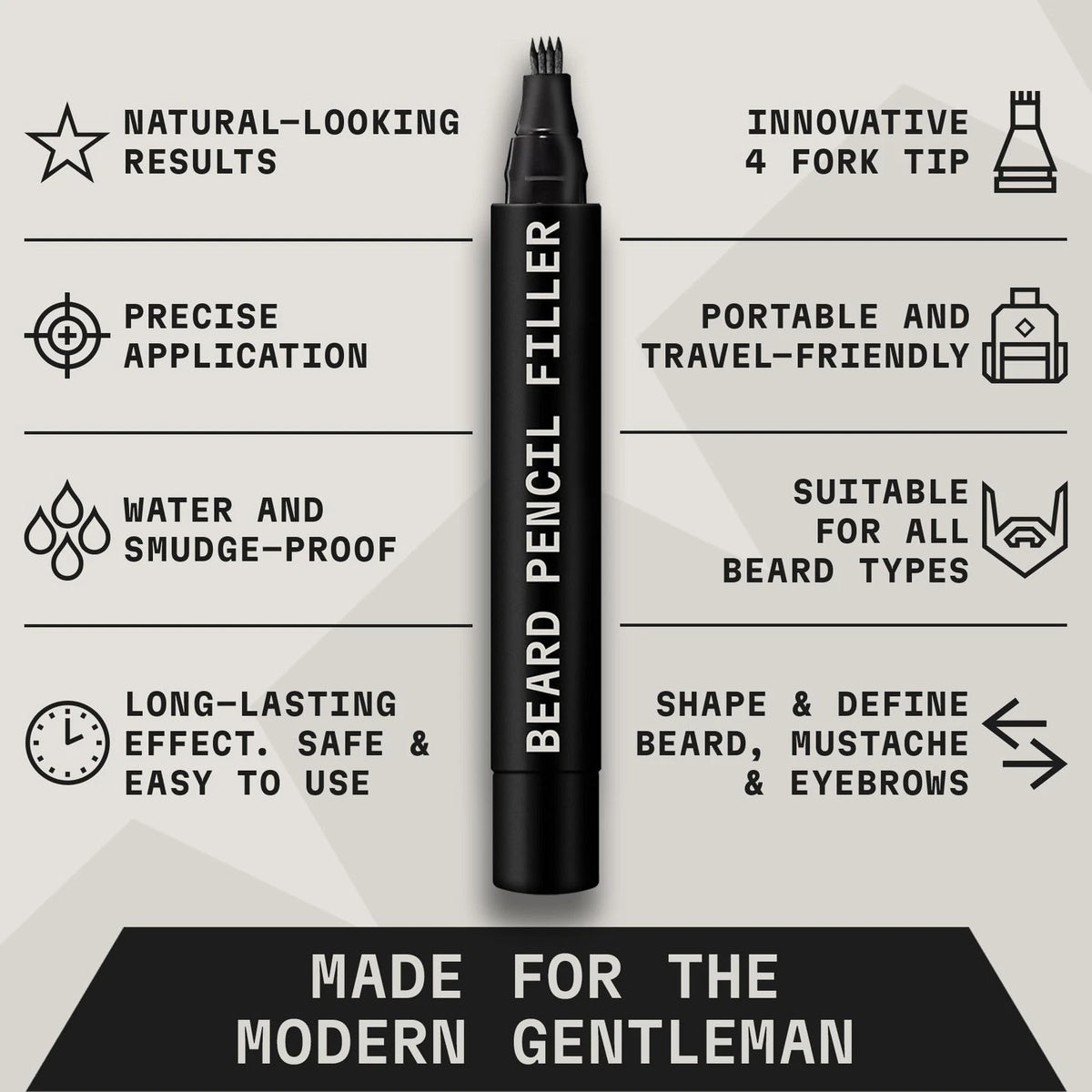 3 Piece Beard Pencil Filler Set for Men - Black