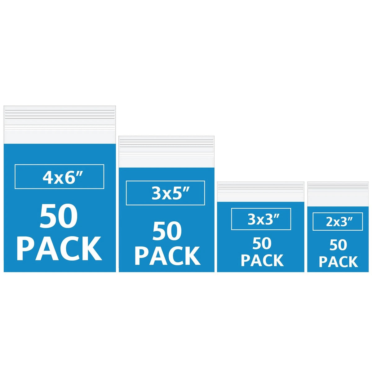 200 Pack Small Plastic Bags for Jewelry (2x3, 3x3, 3x5, 4x6 Inch)