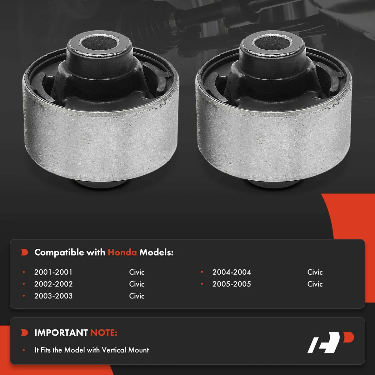2X Front Lower Forward Control Arm Bushing for Honda Civic (2001–2005) 513915SA801, 51391S5A024, 51391S5A801, K200149