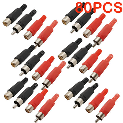 2X Solder RCA Plug Male+Female Audio Video Adapter Connector