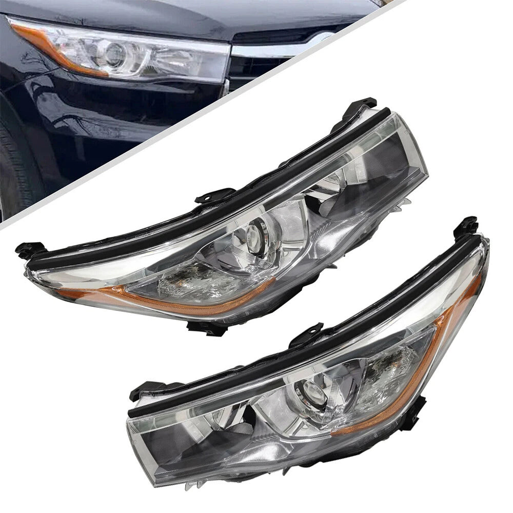 Pair Halogen Headlights for Toyota Highlander (2014–2016) 811500E250, 811100E250, TO2502225, TO2503225