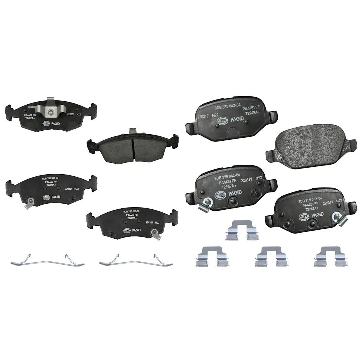 Set of 4 Hella Brake Pad Sets for Fiat 500 (2012–2019)