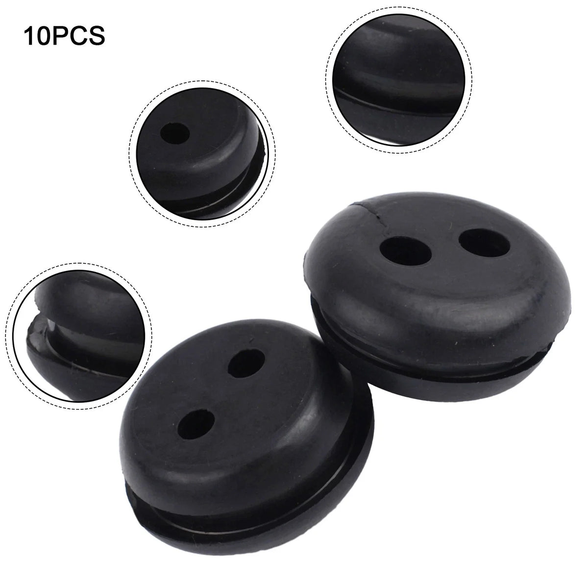 5pcs 2-Hole Rubber Fuel Gas Tank Line Grommet for Lawn Mower (Home Use)