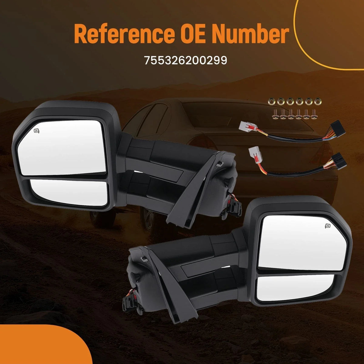 Right Mirror for Ford F150 (2015–2018) LED Heated Temperature Sensor
