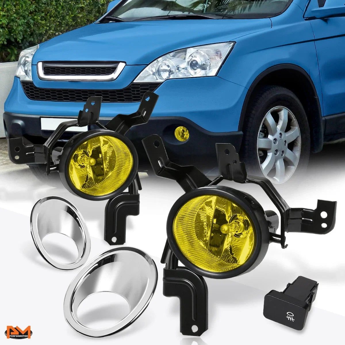 Fog Light Set for Honda CR-V (2007–2009) - Amber Lens, Switch, Chrome Bezel