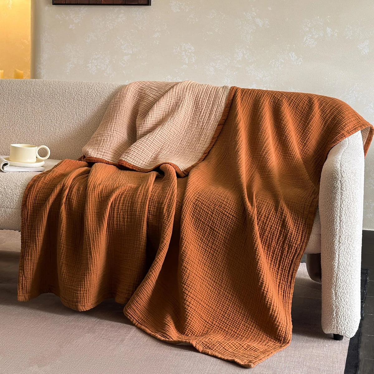 Reversible King Size Cotton Muslin Blanket for All-Season Comfort