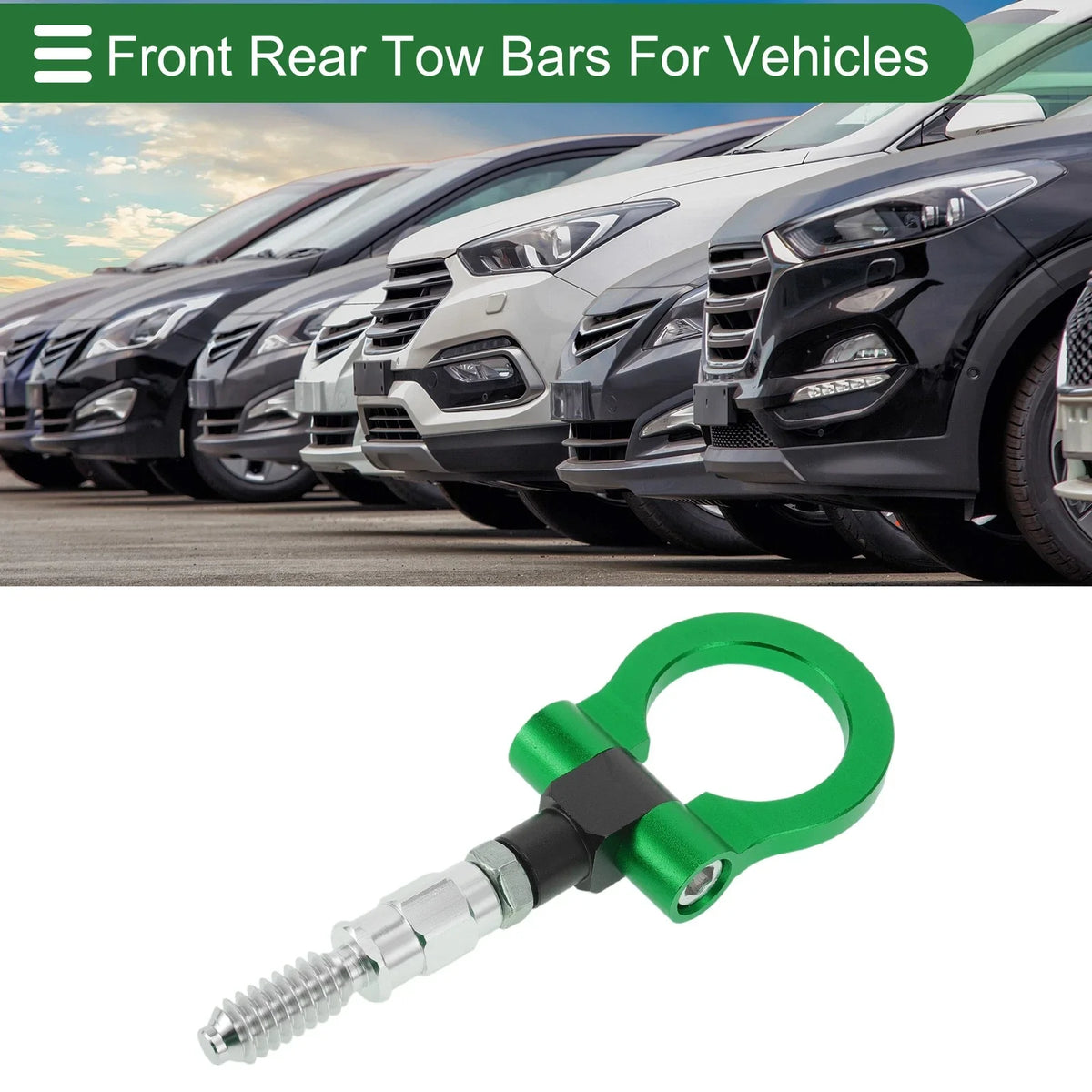 Tow Hook Set for Ford Focus (1998–2025) 15.6mm Aluminum Alloy Green