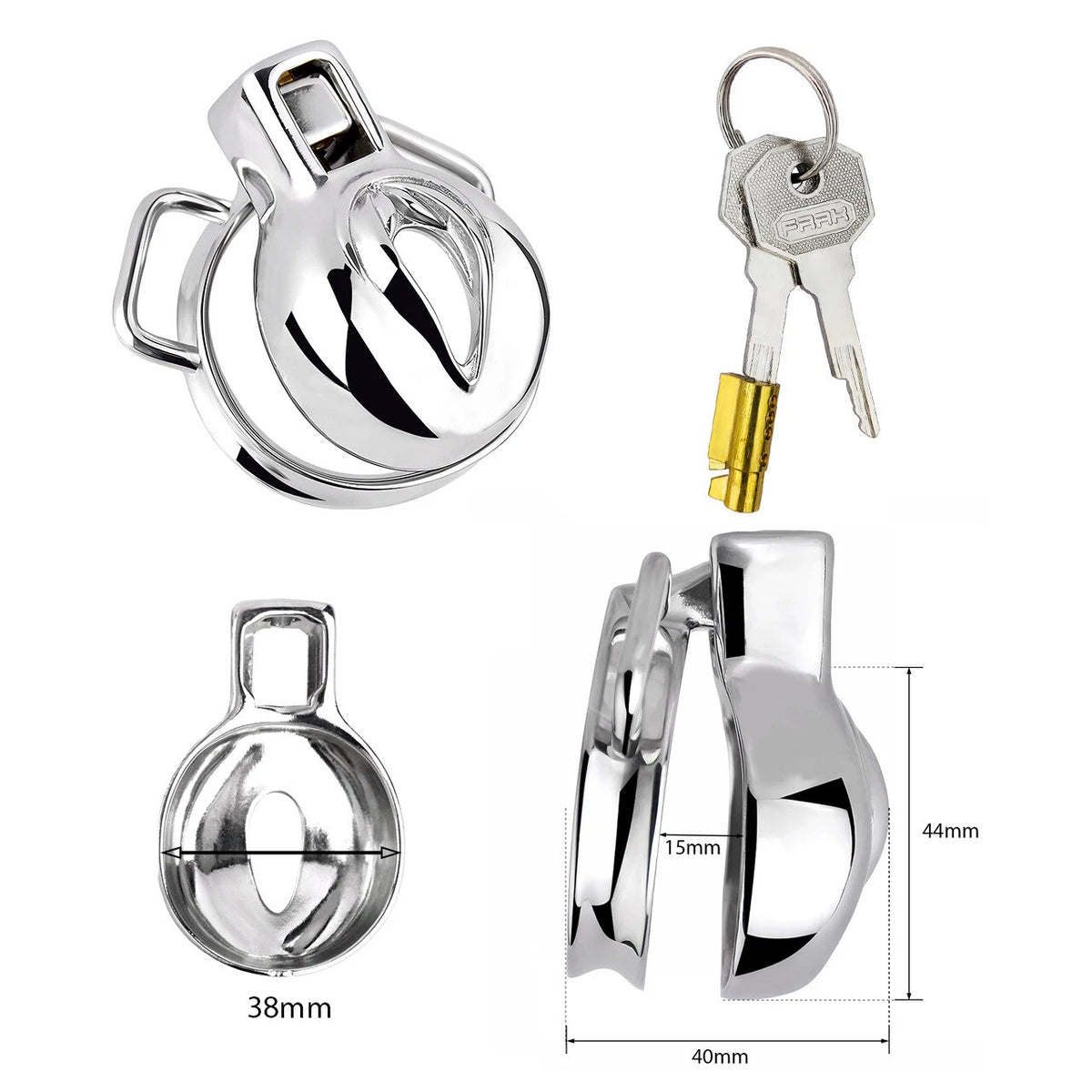 Stainless Steel Male Chastity Device Cage with Ring Lock Belt