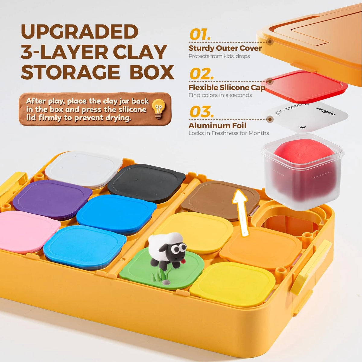 12 Colors Air Dry Clay Kit for Kids with Storage Box