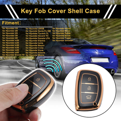 Car Key Case for Hyundai i10 i20 i25 i30 i40 ix20 ix25 ix30 ix35 ix45 (3 Buttons)