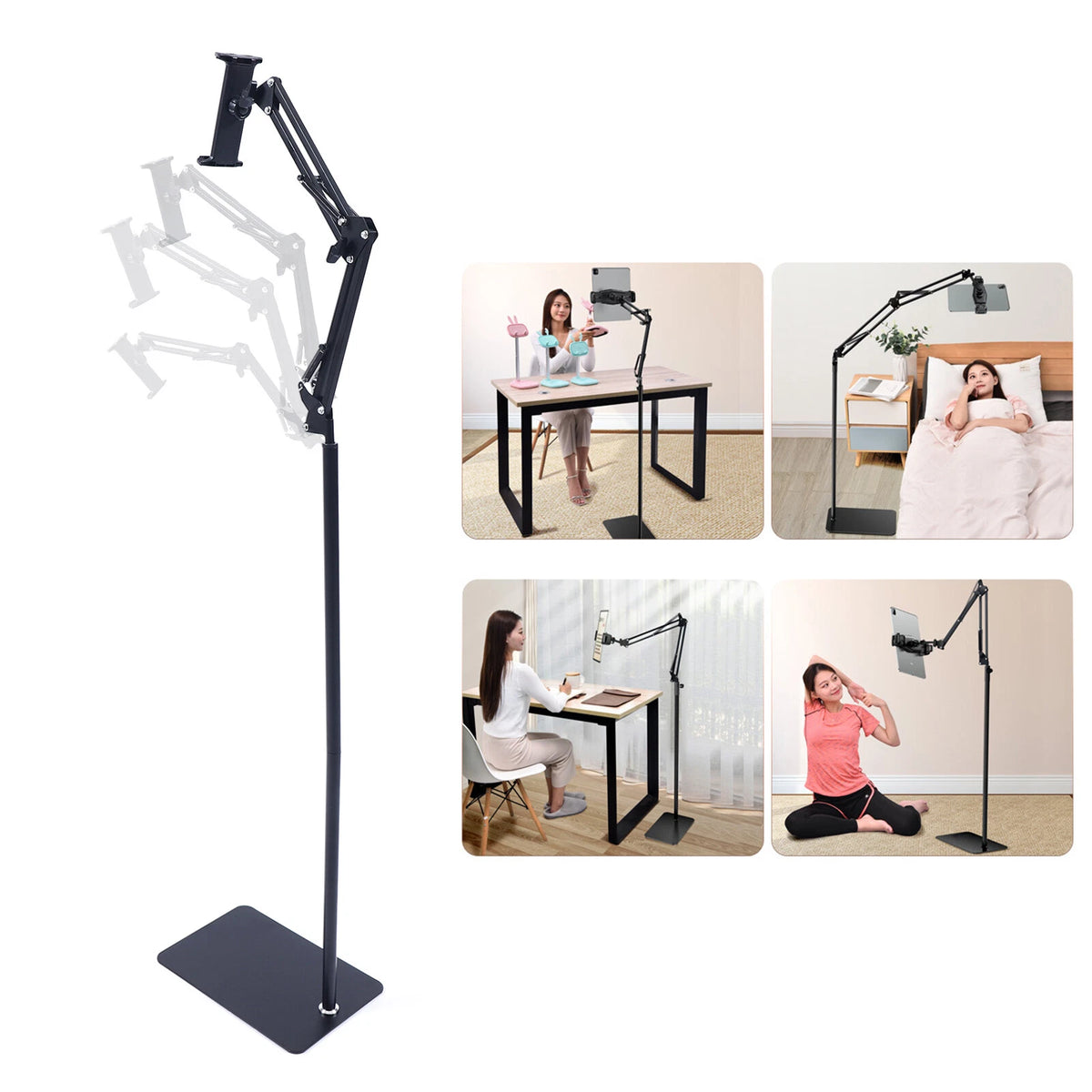 Adjustable Floor Mount Tripod Stand Holder for Tablet iPad Phone (12-18cm)