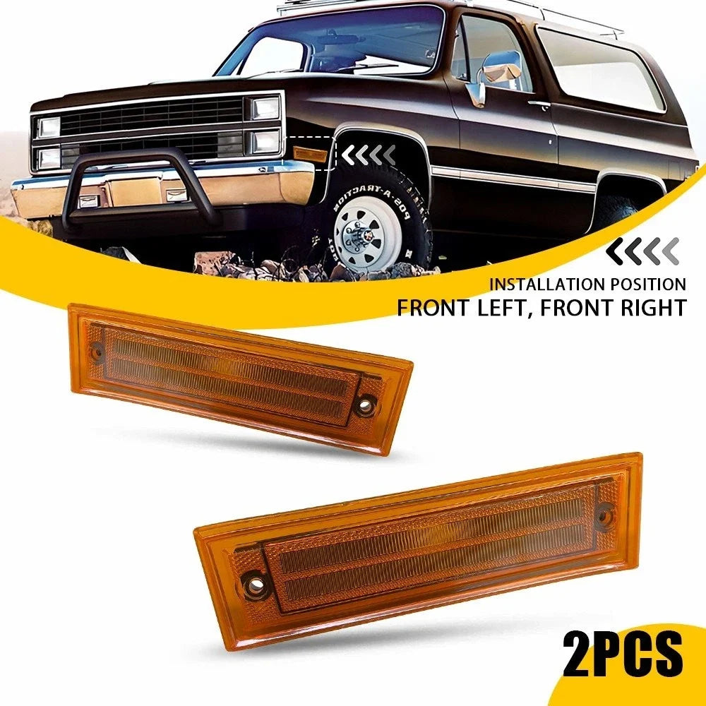 2X Front Side Marker Light Housings Amber for Chevrolet K5 K30 GMC C1500 (1981–1991)