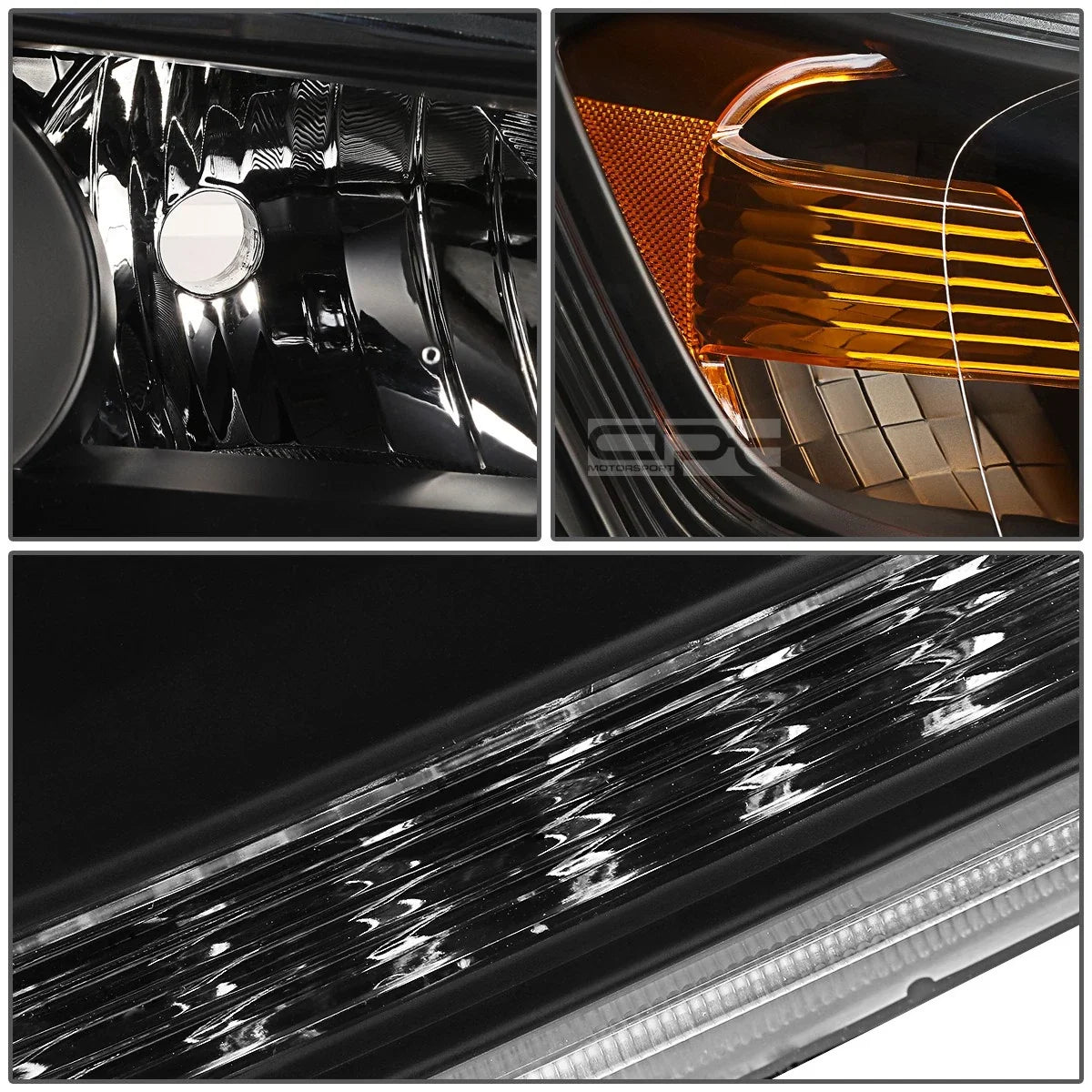 Pair of Projector Headlights for Honda Accord Sedan (2013–2015) - Black/Amber