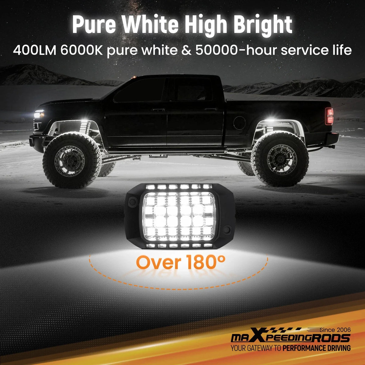 12 Pod White Rock Light Kit for Off-road Vehicle Truck ATV SUV