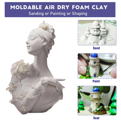 Foam Clay White 500g for Adult Modeling (Air Dry, Ultra-Light)