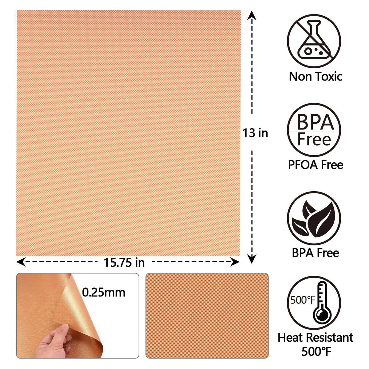 Set of 6 Copper Grill Mats for Outdoor Grill