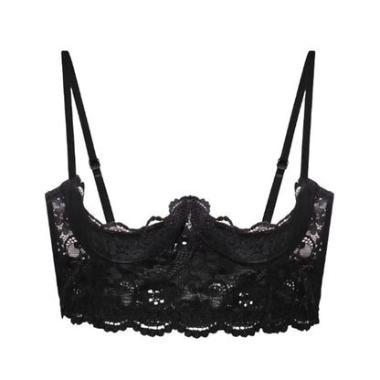 Lace Half Cup Underwired Bra for Women - Sexy Open Nipple Lingerie