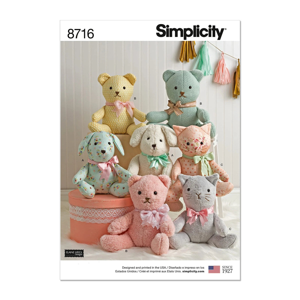 Set of 3 Stuffed Animals for Kids (Bear, Cat, Dog)