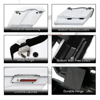 5" White Stretched Extended Hard Saddlebags for Harley Softail Fatboy (1984–2017)