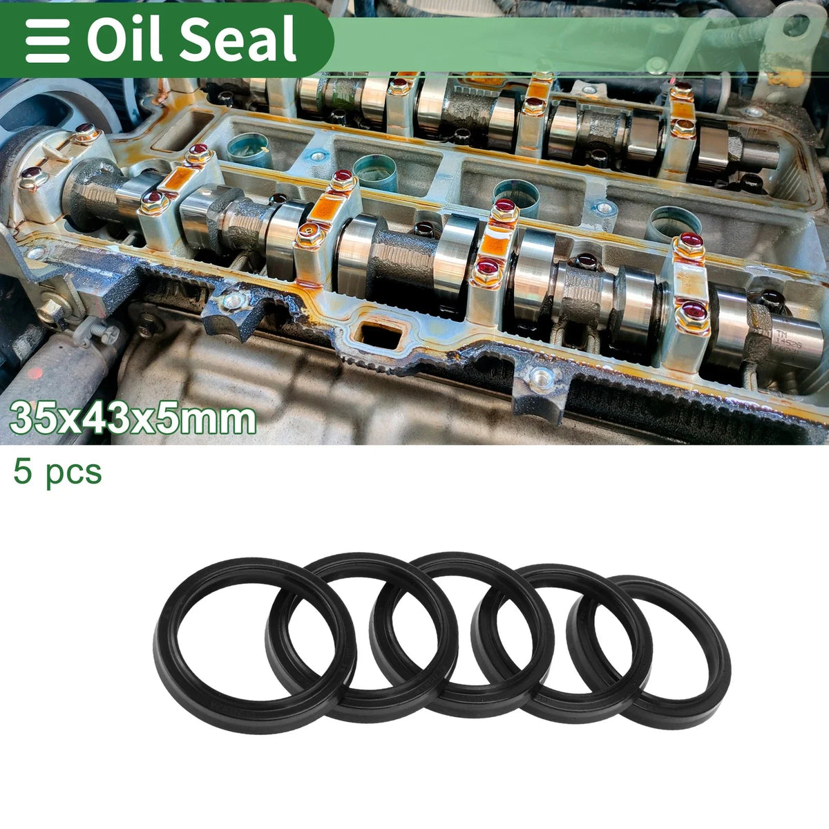 Set of 5 Oil Seal Rotary Shaft Seal NBR Rubber 35x43x5mm
