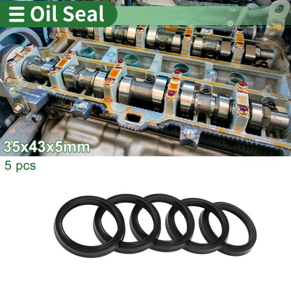 Set of 5 Oil Seal Rotary Shaft Seal NBR Rubber 35x43x5mm