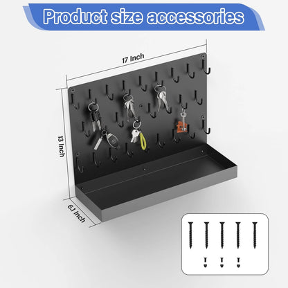 Metal Key Holder Rack with 26 Hooks for Wall Mounted Use (17" x 13")