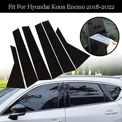 6x Pillar Posts Window Trim for Hyundai Kona (2018–2023)