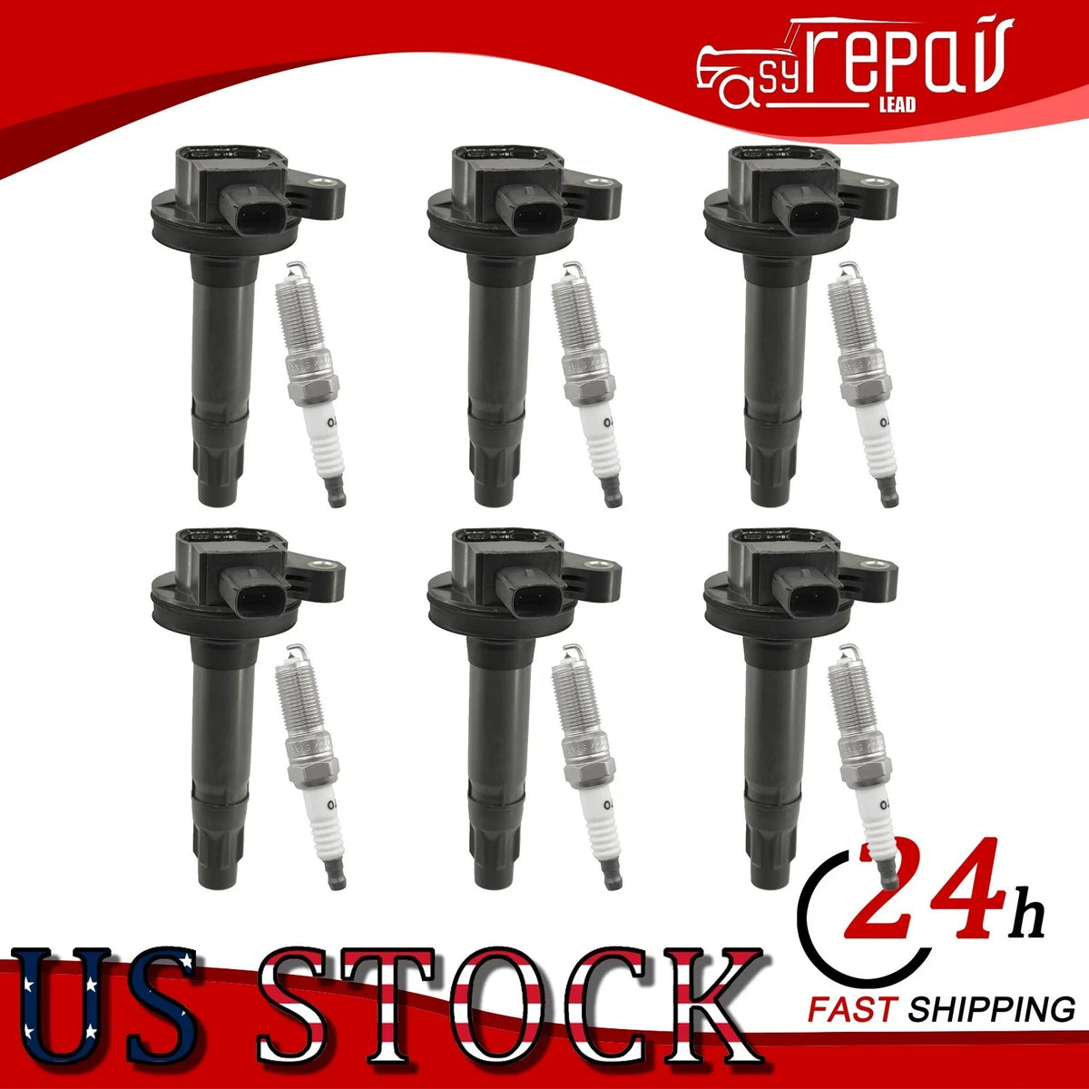 6X Ignition Coil + Iridium Spark Plugs for Ford F150 Fusion Taurus (2011–2014)